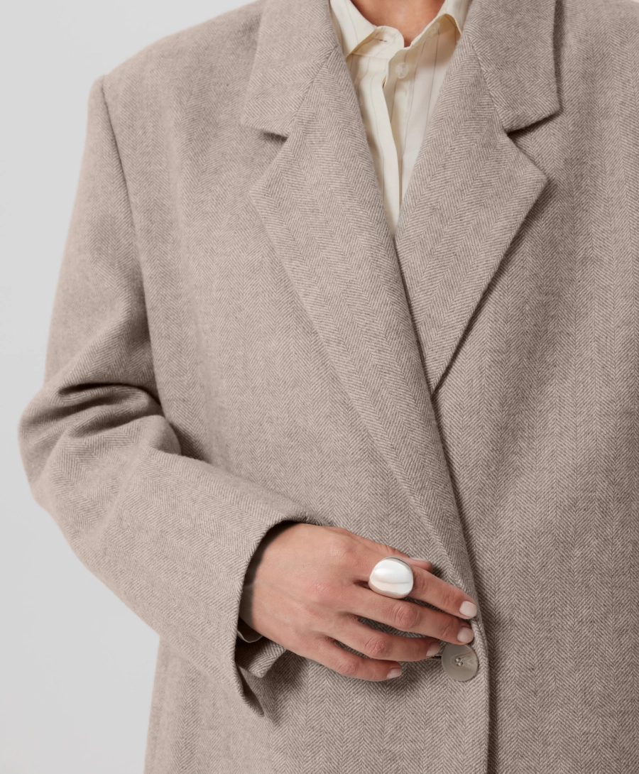 Пиджак из полушерстяного твида "в елочку" GLVR, цвет: бежевый, 225G33GAC4801 купить онлайн