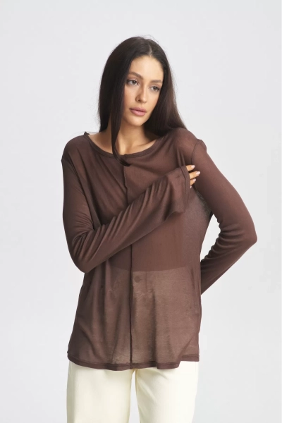 Лонгслив полупрозрачный Brown Erist store, цвет: коричневый НФ-00002361 |новая коллекция купить онлайн