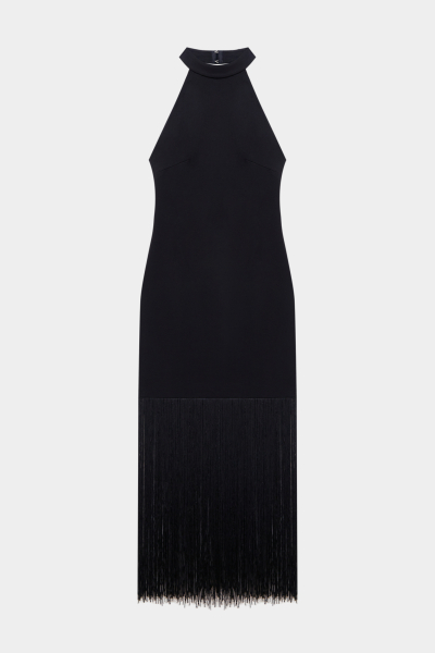 Платье мини с бахромой из трикотажа REFERT, цвет: Черный, 08-2688/1-2511 купить онлайн