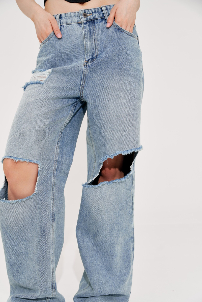 Джинсы MAMA NE POYMET CUTS BLUE YONS, цвет: голубой, YO-402 купить онлайн