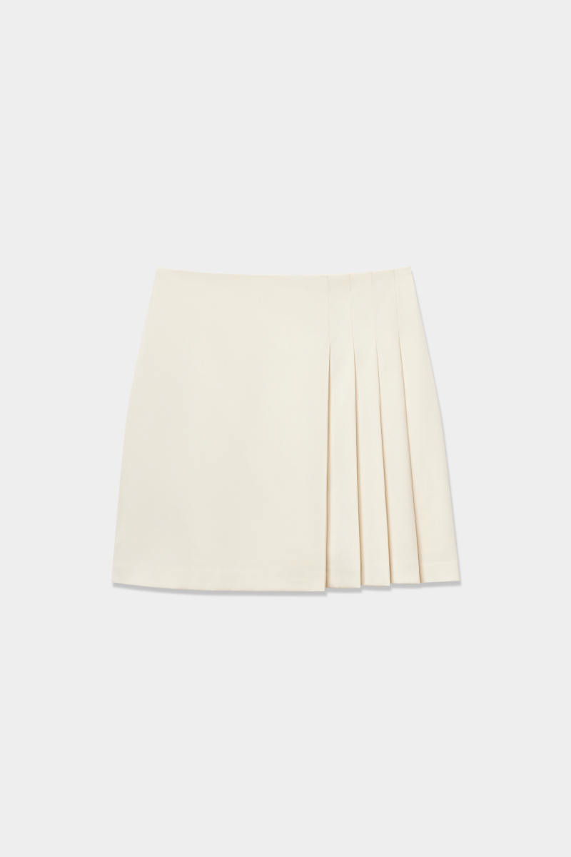 Юбка мини со складками из костюмной ткани Mollis, цвет: молочный, 16-08-3437/1 купить онлайн