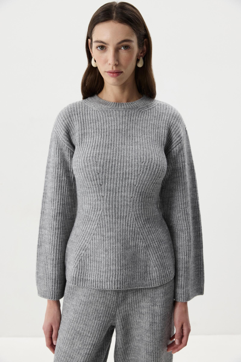 Джемпер приталенный с шерстью Charmstore, цвет: серый меланж, 303-48178-889 купить онлайн