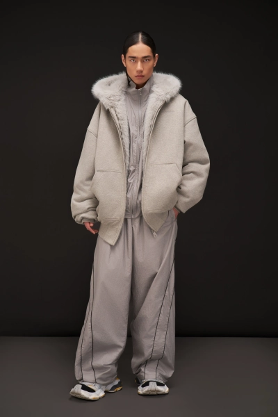 Бомбер хлопковый с меховой отделкой p.p.s., цвет: серый меланж, 1018.00.01.GRY1 купить онлайн