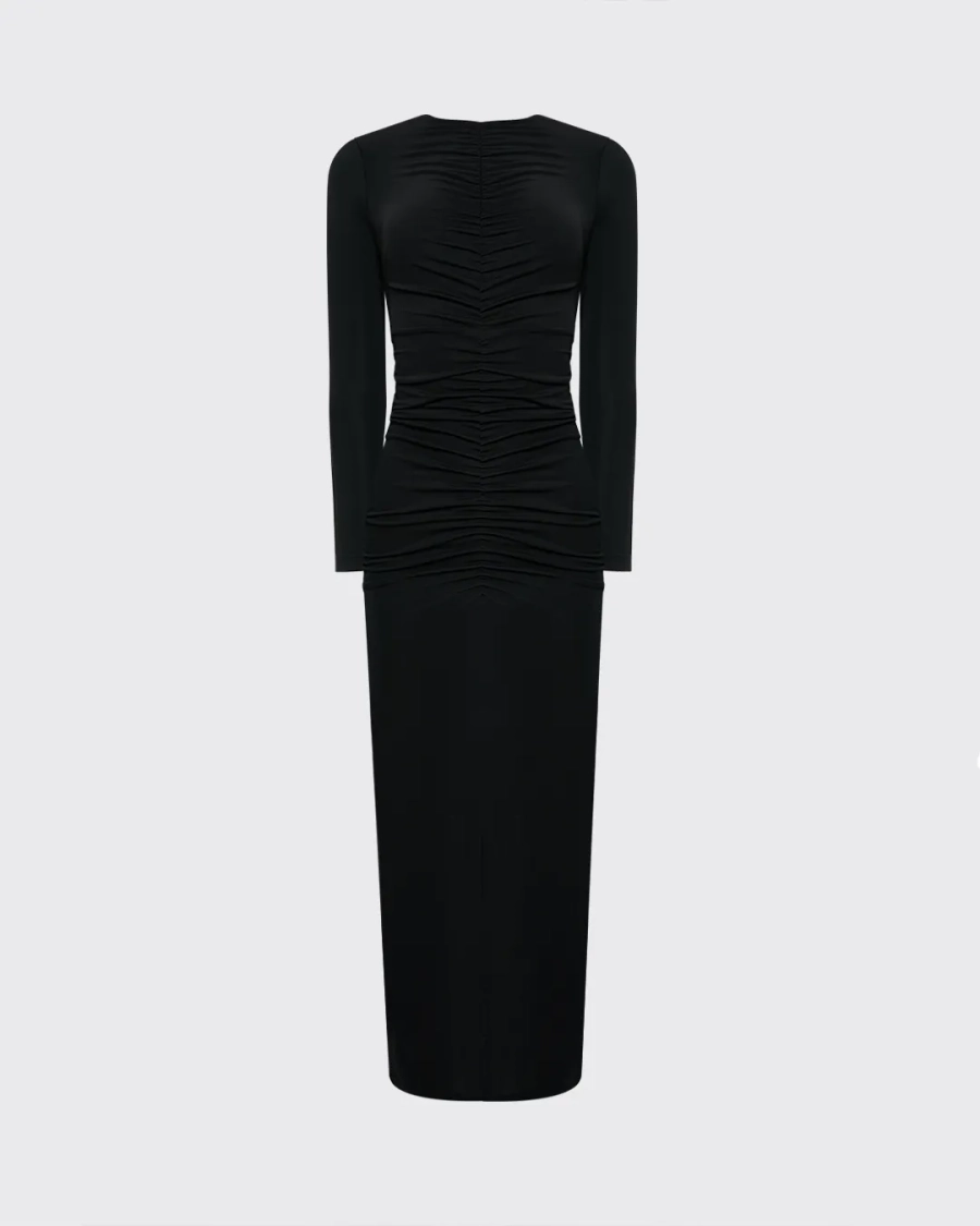 Платье со сборкой ASIA ST 71, цвет: Черный, AST71.DRESS-PLEATED-BL купить онлайн