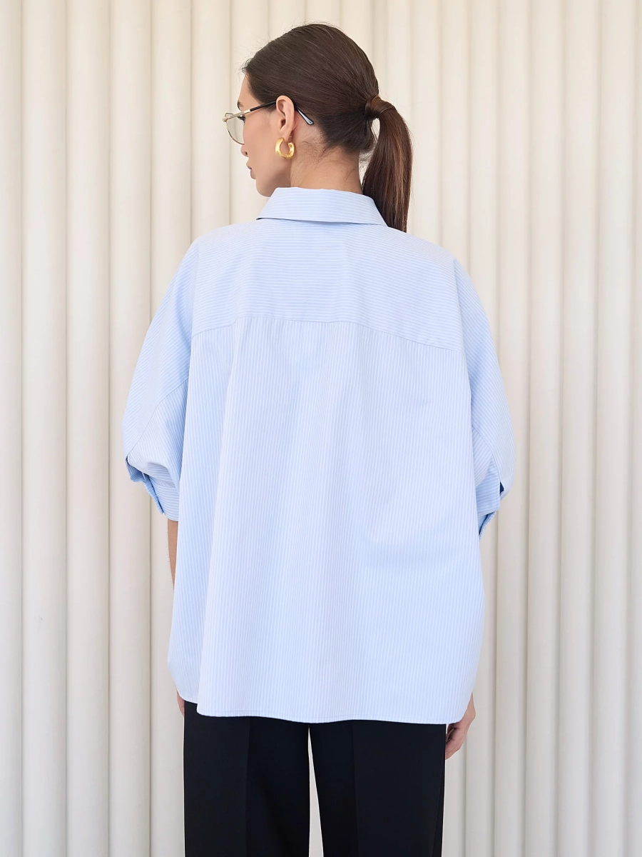 Рубашка оверсайз с коротким рукавом I.B.W., цвет: голубой, SH018 купить онлайн