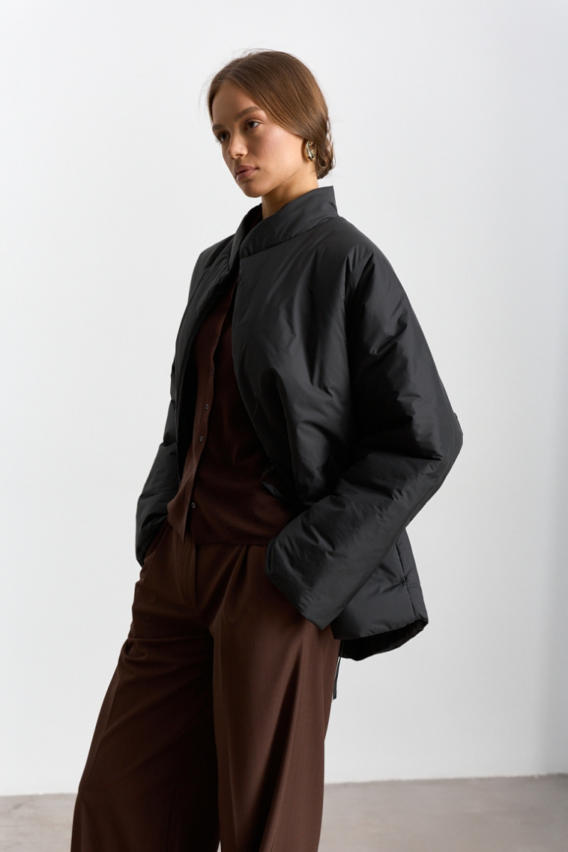 Куртка с цельнокроеным рукавом с поясом Ricoco, цвет: Черный, 3052/1 купить онлайн