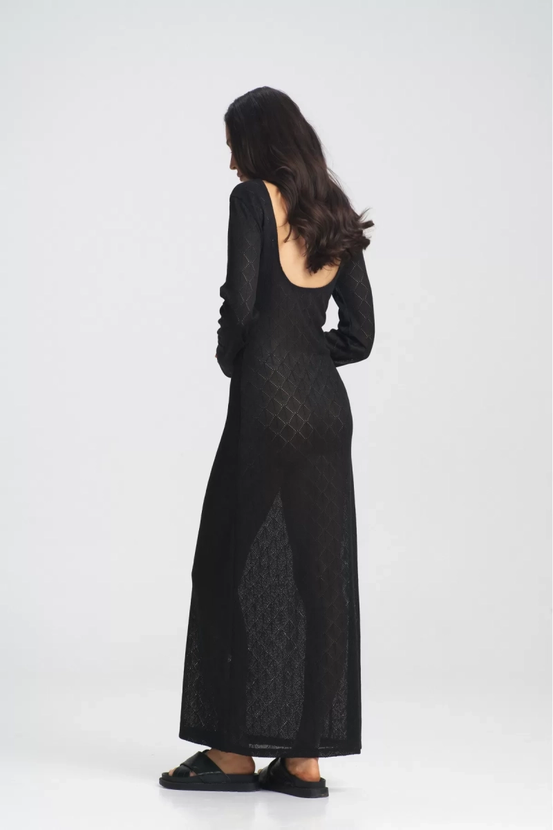 Платье ажурное с открытой спиной Black Erist store, цвет: Черный, НФ-00002369 купить онлайн