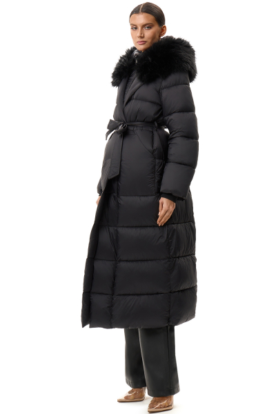 Пуховик длинный с поясом SODAMODA, цвет: Черный, 15956 купить онлайн