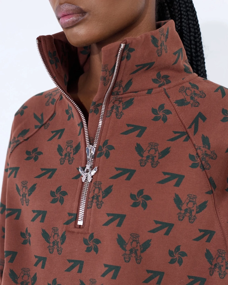 Свитшот PATTERN FLYING A CROPPED BROWN ASIA ST 71, цвет: коричневый, Ast71.swt-pattern-A-br-crop купить онлайн