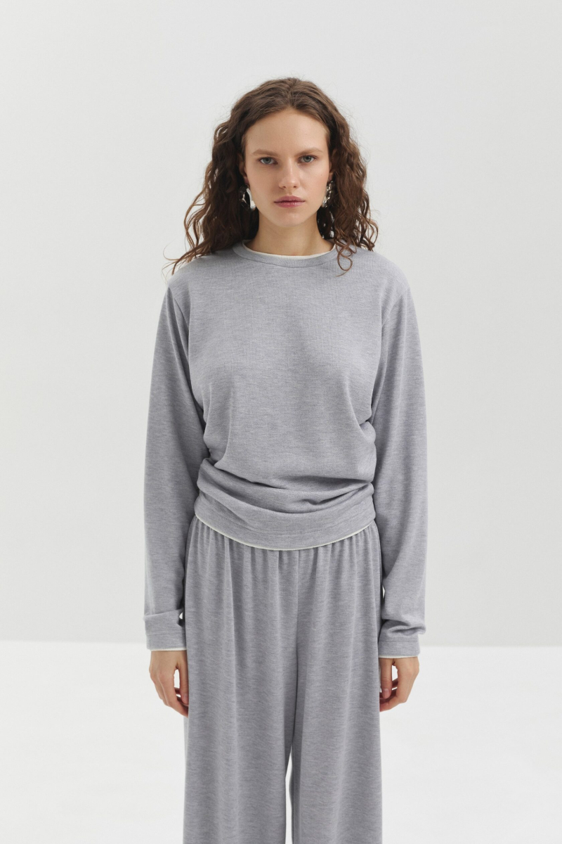 Лонгслив из трикотажа marte, цвет: серый,  купить онлайн