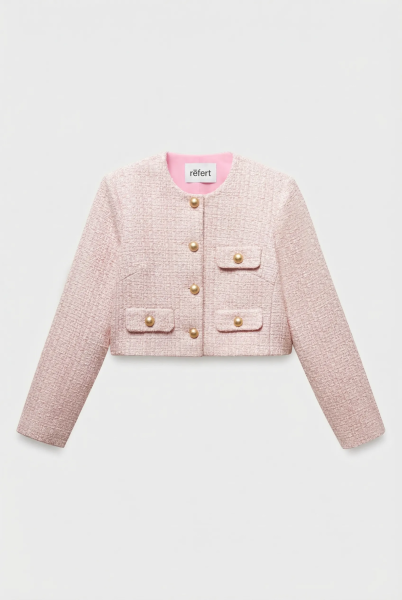 Жакет укороченный из твида с клапанами REFERT, цвет: розовый, 04-3505/3-2511 купить онлайн