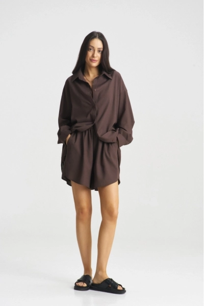 Костюм лён с шортами Choco Erist store, цвет: шоколадный НФ-00002164 купить онлайн