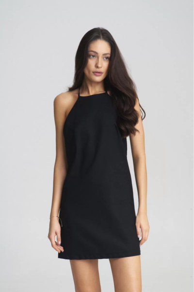 Платье мини из смесового льна Black