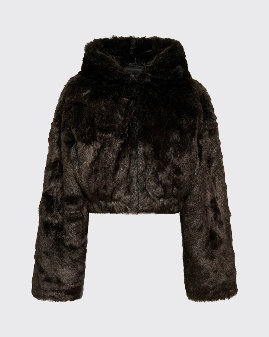 Шуба бомбер CROPPED BROWN ASIA ST 71, цвет: коричневый, Ast71.fur-bmbr-crop купить онлайн