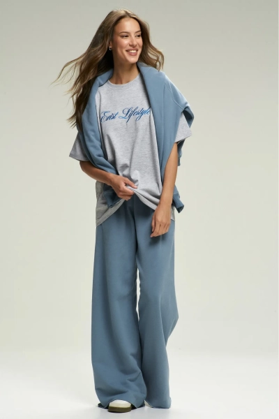 Футболка с вышивкой ERIST Grey&Blue