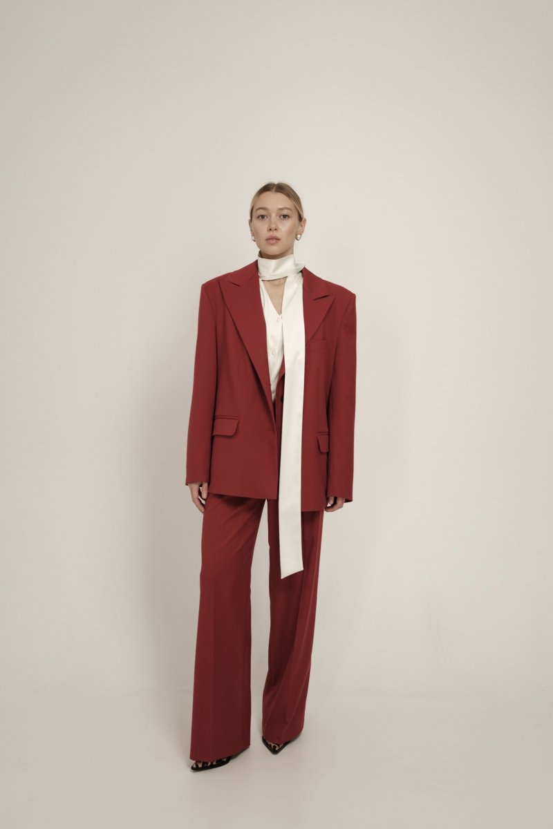 Брюки палаццо НИ ИМЕНИ, НИ ПОХОЖИХ, цвет: красный, 00-00000287 купить онлайн