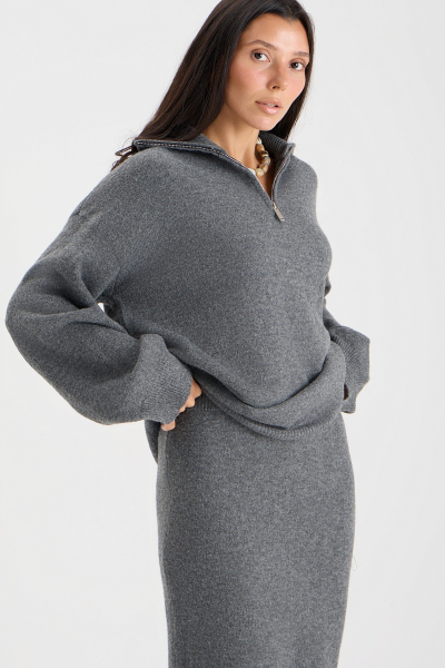 Костюм (джемпер на молнии + юбка) MIA AIM, цвет: серый, MIA697 купить онлайн