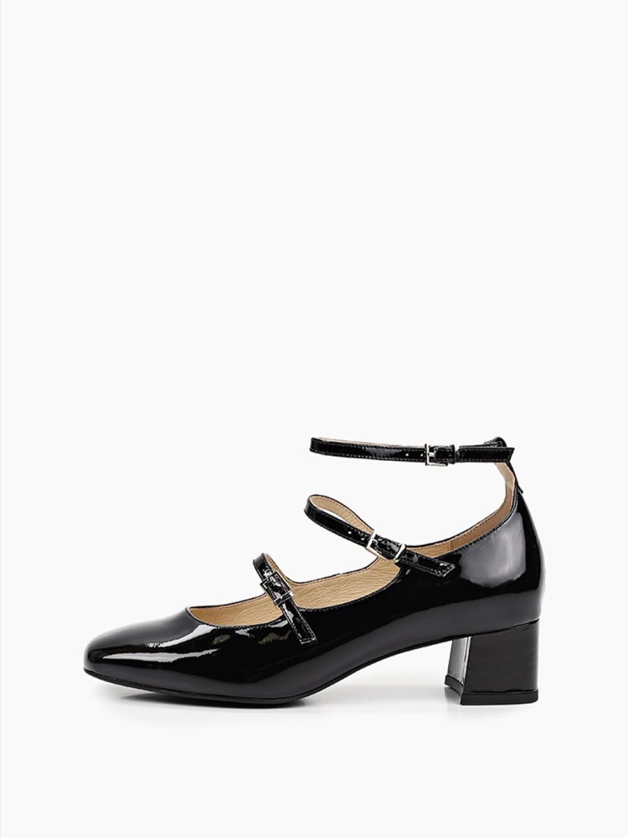 Туфли из натуральной кожи на маленьком каблуке с ремешками