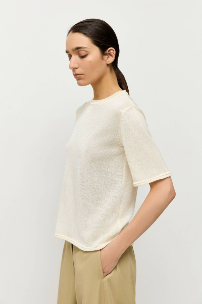 Джемпер-футболка из вискозы с хлопком AROUND, цвет: бежевый, 219_131VC01 купить онлайн