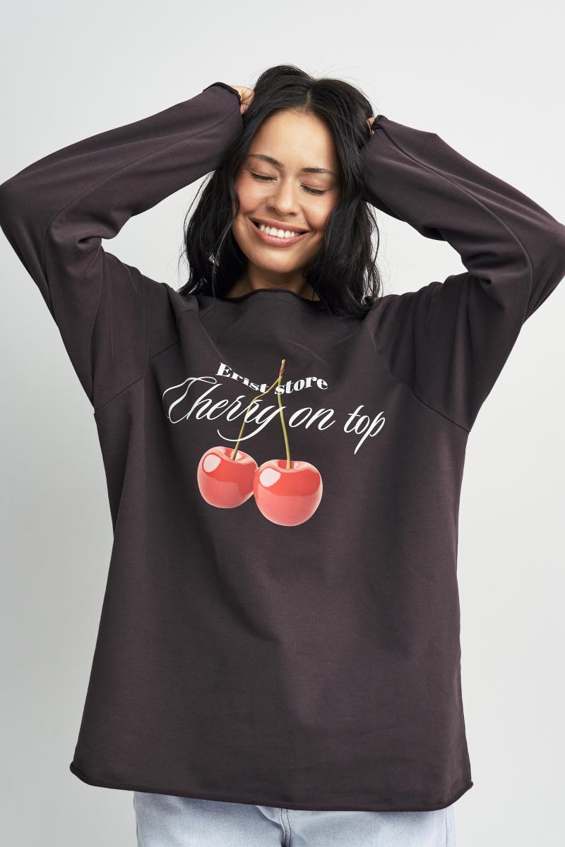 Лонгслив Вишня Erist store, цвет: шоколадный, НФ-00003146 купить онлайн