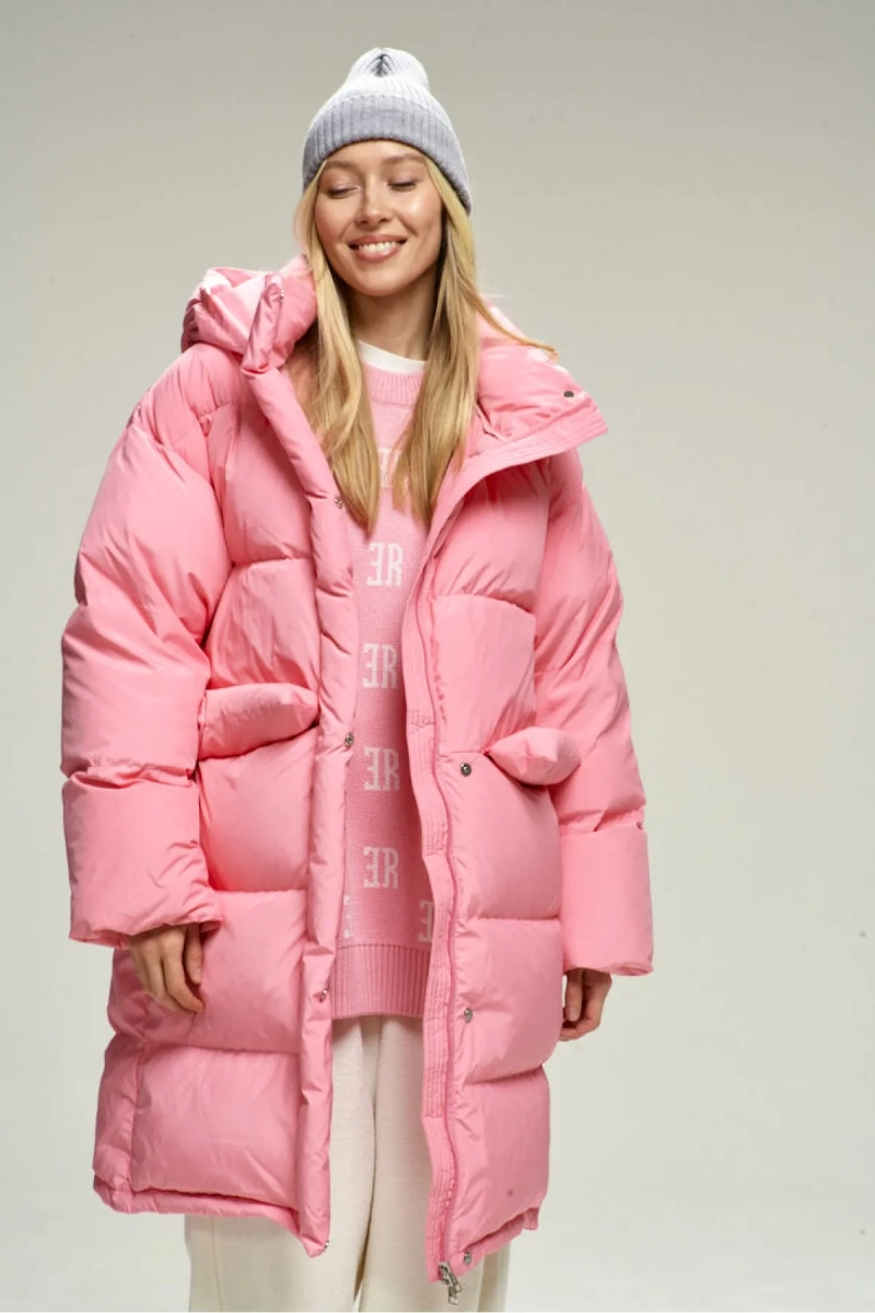 Пуховик удлиненный Pink Erist store, цвет: розовый, НФ-00002828 купить онлайн