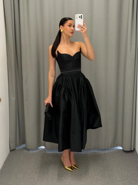 Корсетное платье миди с ремешком