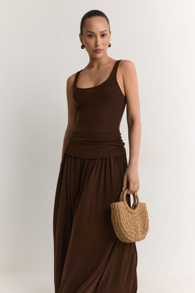Платье с декоративными сборками TOPTOP, цвет: коричневый, TT.012.19262.700 купить онлайн