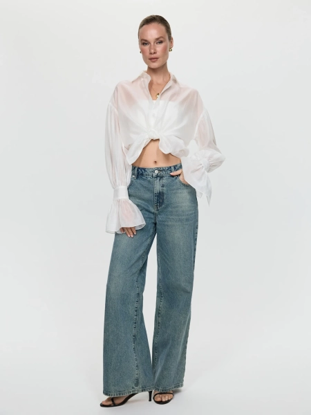 Полупрозрачная блуза ANNA PEKUN, цвет: белый,  купить онлайн