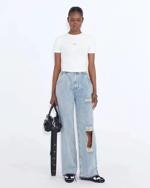 Джинсы с разрезами ASIA ST 71, цвет: голубой, Ast71.jeans-ripped-blue купить онлайн