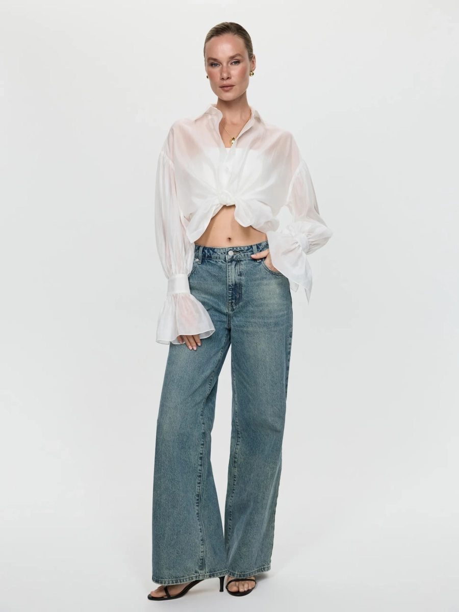 Полупрозрачная блуза ANNA PEKUN, цвет: белый,  купить онлайн