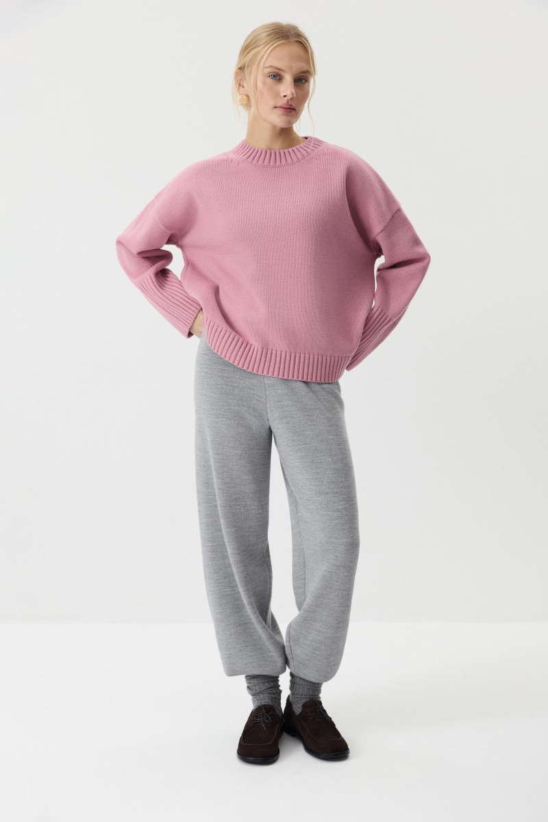 Джемпер из шерсти мериноса с круглым вырезом Charmstore, цвет: розовый, 303-45398-221 купить онлайн