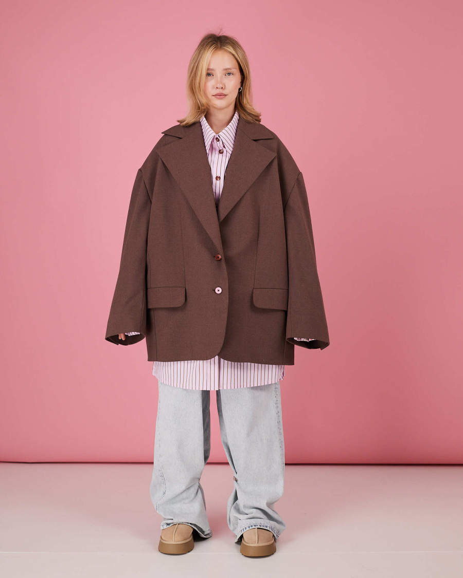 Пиджак макси шоколадный TABOO, цвет: шоколад, Blzr02 купить онлайн