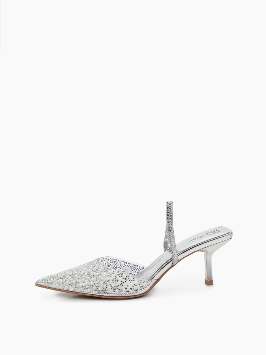 Босоножки на небольшом каблуке силиконовые в стразах