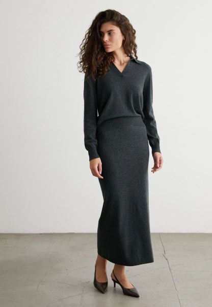 Джемпер с воротником кашемировый Norma Marou, цвет: темно-серый, Mar4_2607 купить онлайн