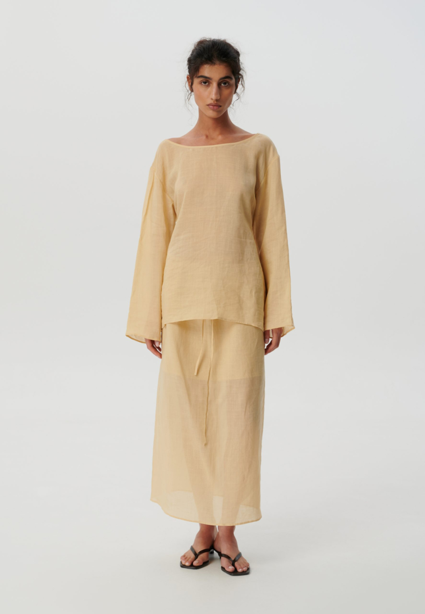 Лонгслив из рами CHUBA, цвет: грушевый, longsleeve_flare купить онлайн