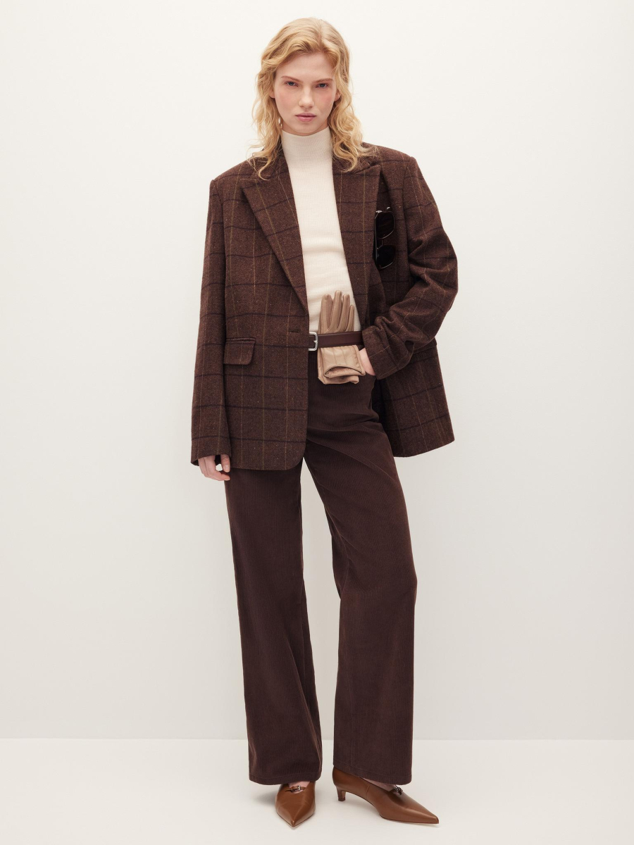 Жакет твидовый в клетку Chaika, цвет: коричневый, AW25BZ01-145 купить онлайн