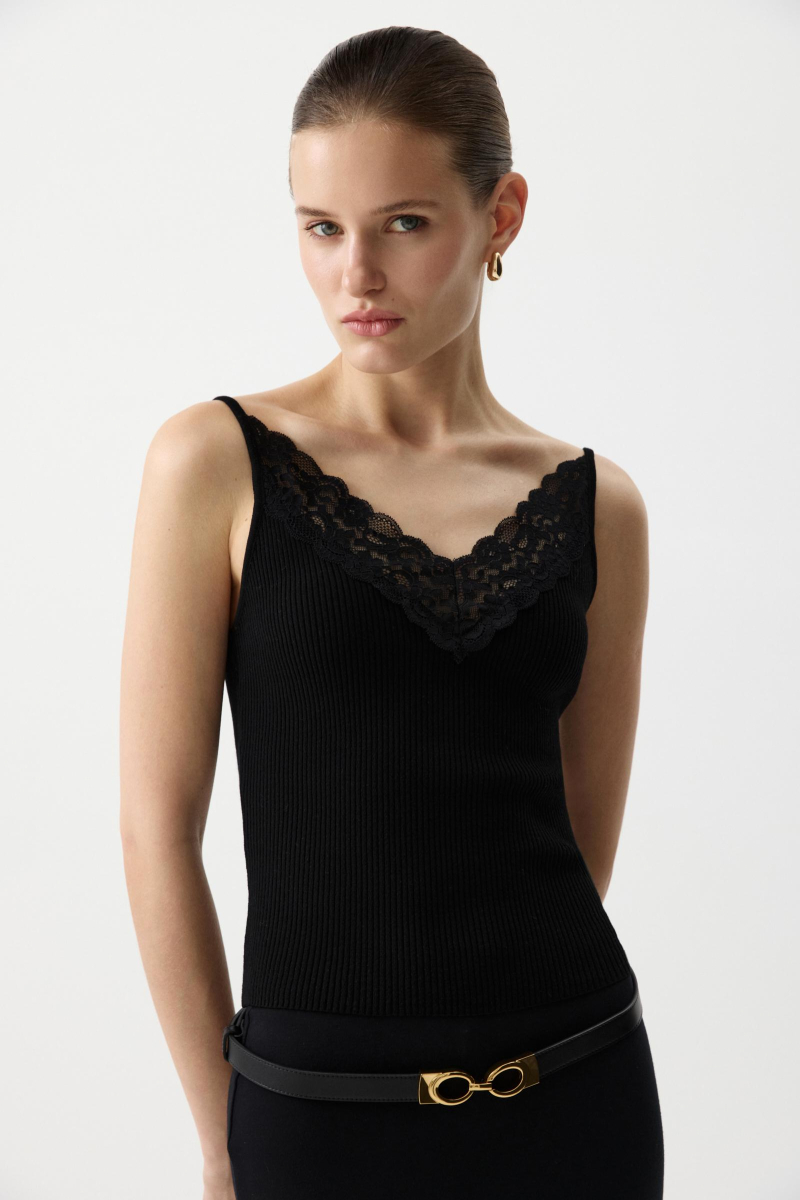 Топ вязаный с кружевом Charmstore, цвет: Черный, 309-52373-880 купить онлайн