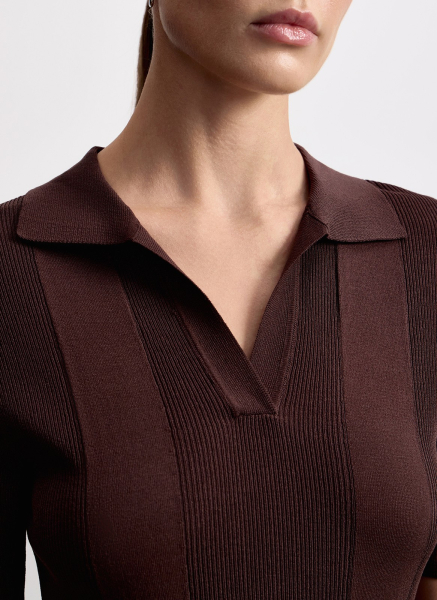 Платье вязаное с воротником поло ALL WE NEED, цвет: коричневый, 2603W3449-19 купить онлайн