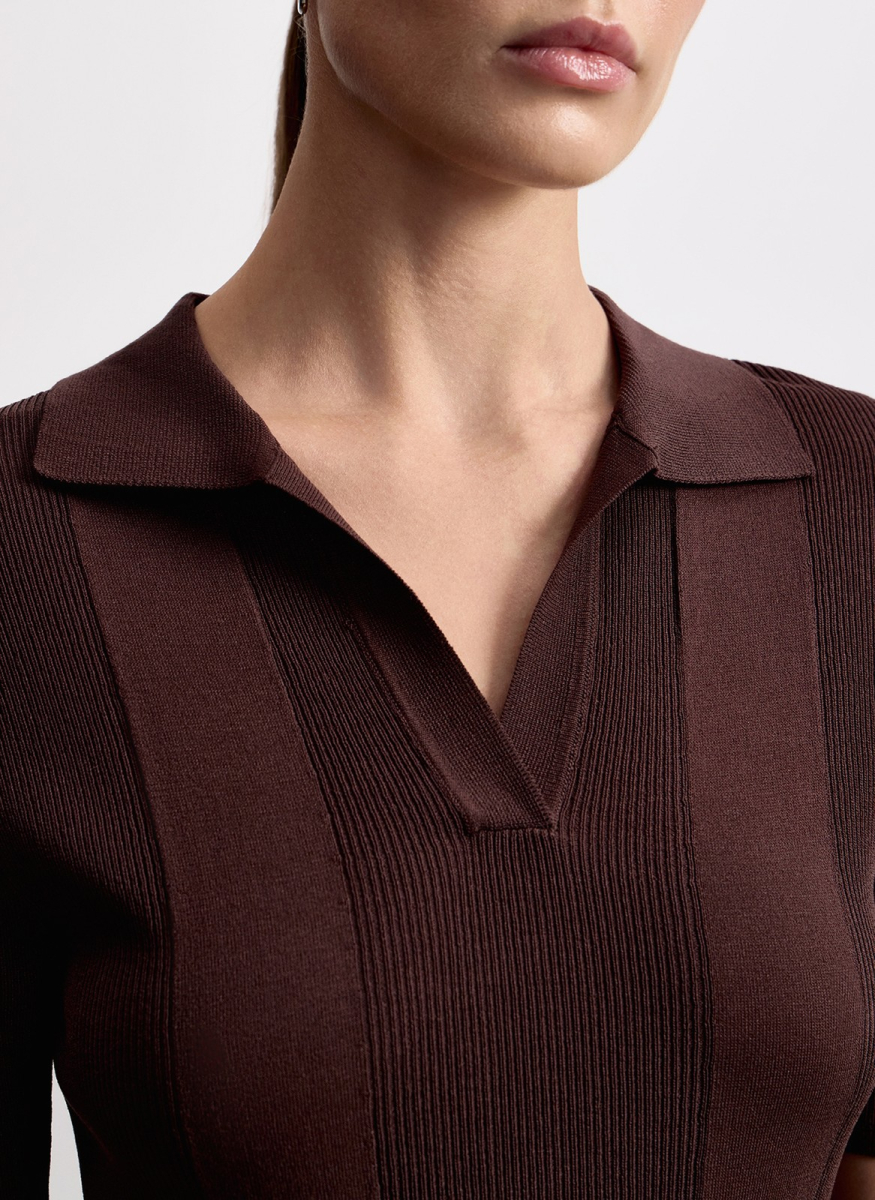 Платье вязаное с воротником поло ALL WE NEED, цвет: коричневый, 2603W3449-19 купить онлайн