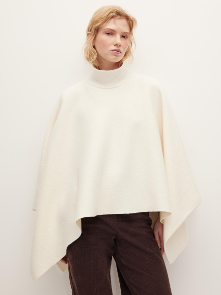 Пончо из шерсти мериноса Chaika, цвет: молочный, AW25PC01-01 купить онлайн