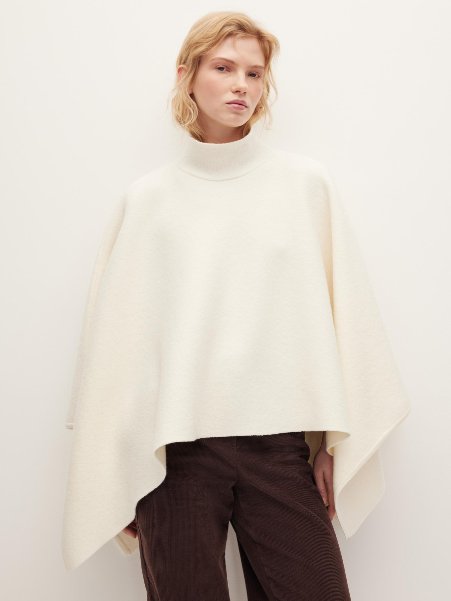 Пончо из шерсти мериноса Chaika, цвет: молочный, AW25PC01-01 купить онлайн