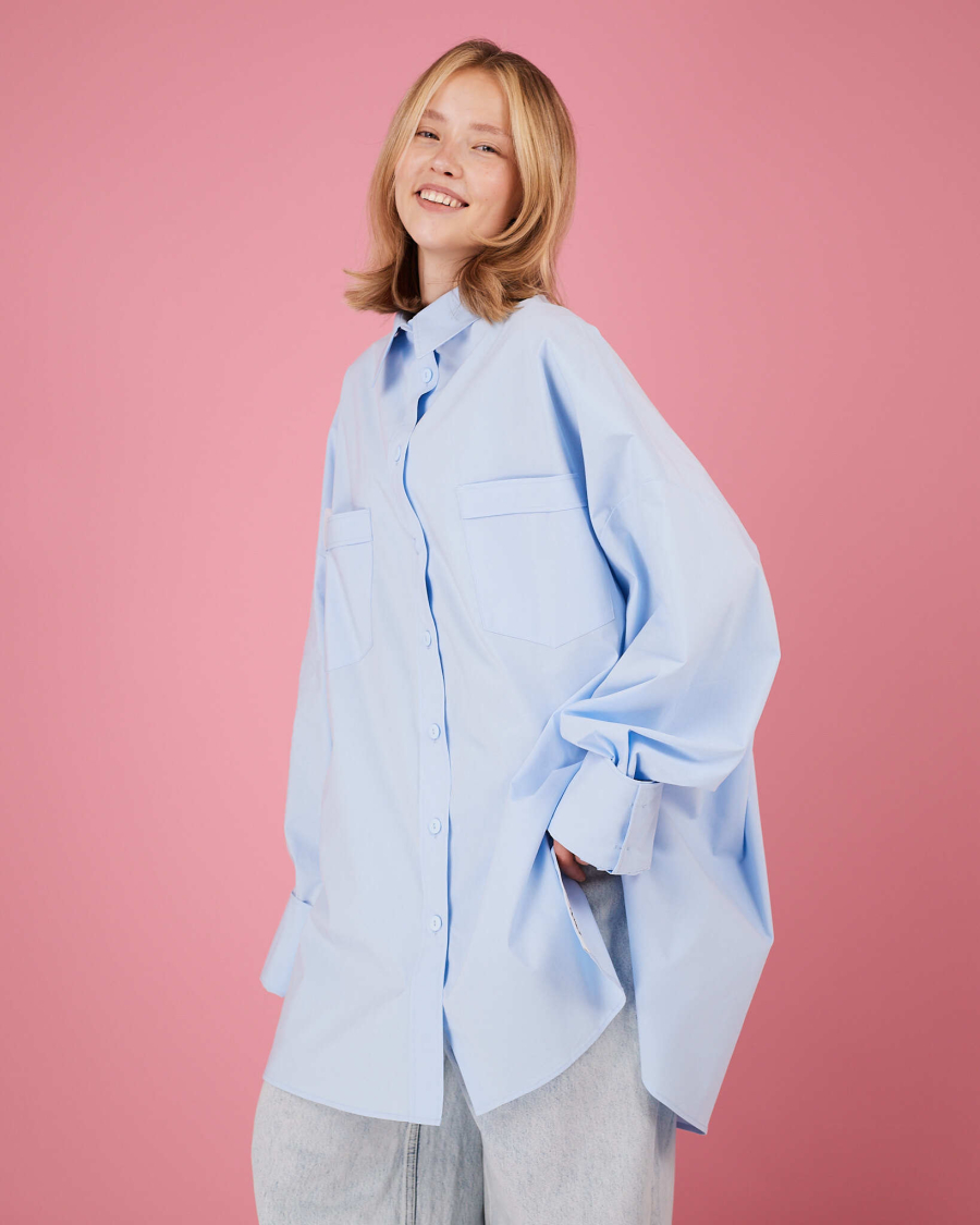 Рубашка макси овер #16 TABOO, цвет: голубой, Rub16 купить онлайн