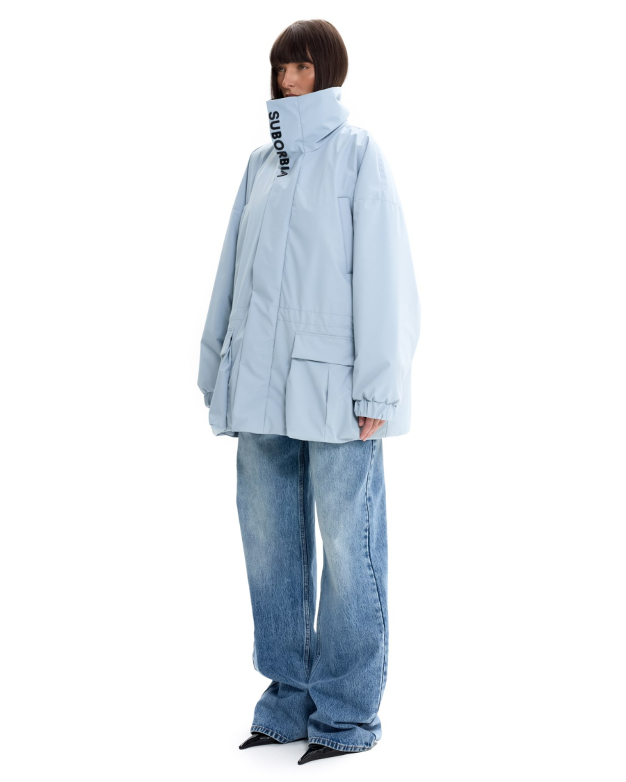 Куртка с кулиской на талии Suborbia, цвет: серо-голубой, 006969 купить онлайн