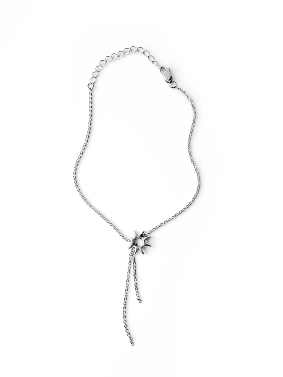 Серебряный браслет на цепочке на ногу «Солнце»