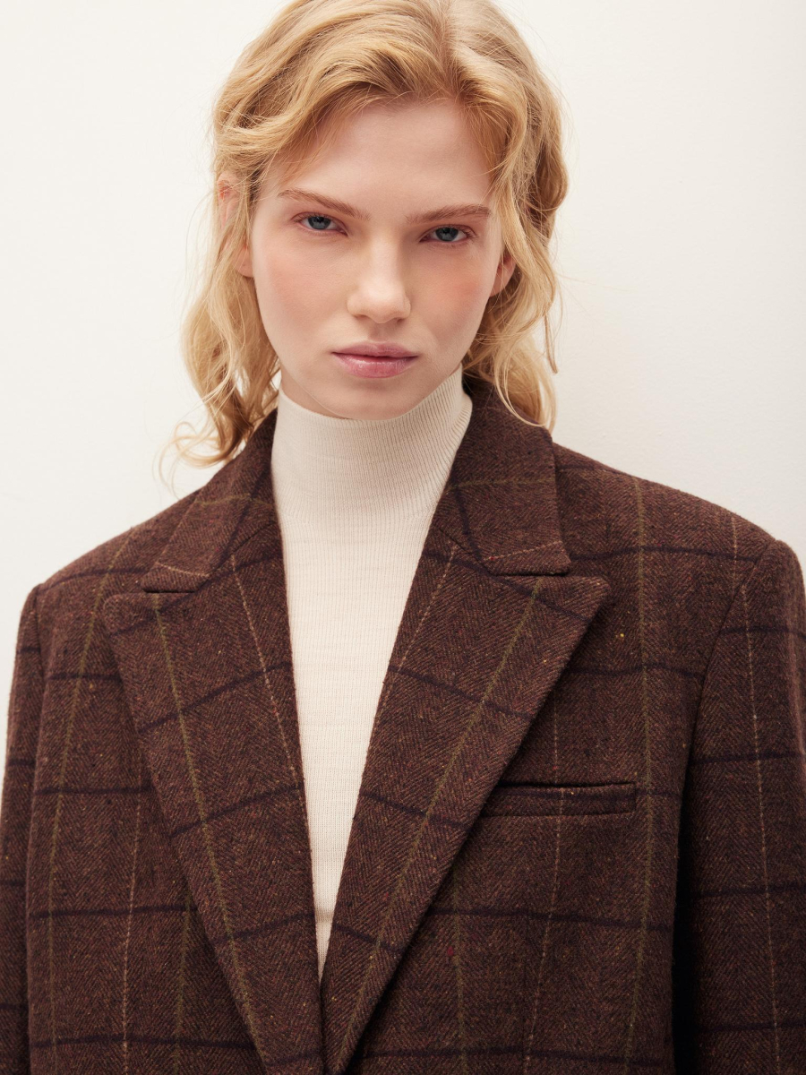 Жакет твидовый в клетку Chaika, цвет: коричневый, AW25BZ01-145 купить онлайн