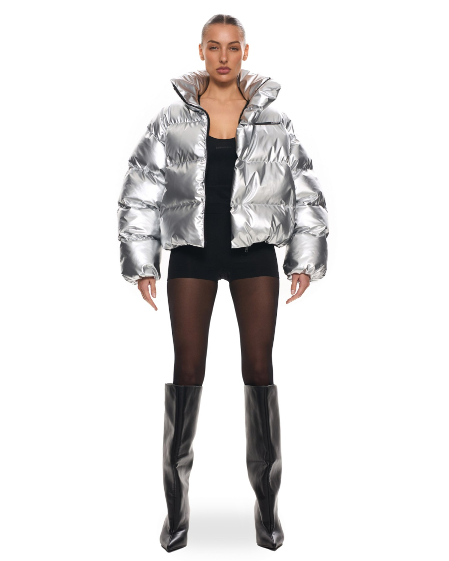 Пуховик оверсайз укороченный Suborbia, цвет: Серебряный, 006158 купить онлайн