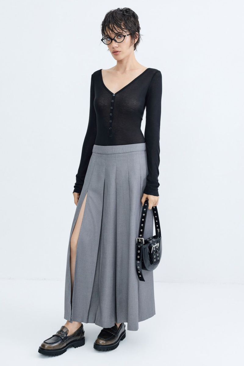 Юбка-миди со складками TOPTOP, цвет: серый, TT.071.15844.800 купить онлайн