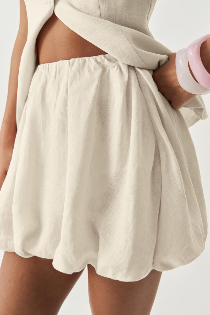 Юбка-баллон мини изо льна Charmstore, цвет: кремовый, 116-34152-112 купить онлайн