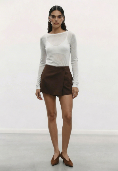 Юбка-шорты из костюмной ткани REFERT, цвет: коричневый, 10-4042/2-2511 купить онлайн