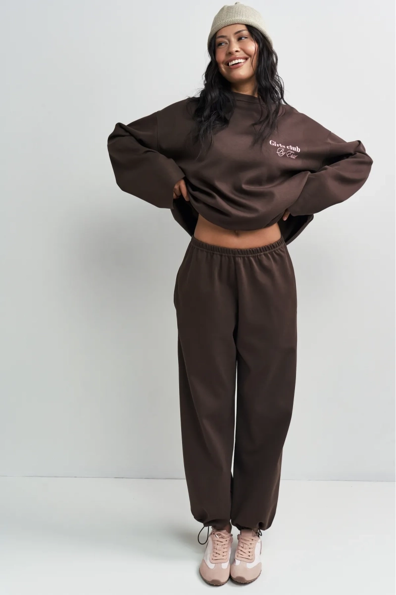 Брюки хлопковые на кулиске Erist store, цвет: коричневый, НФ-00003392 купить онлайн